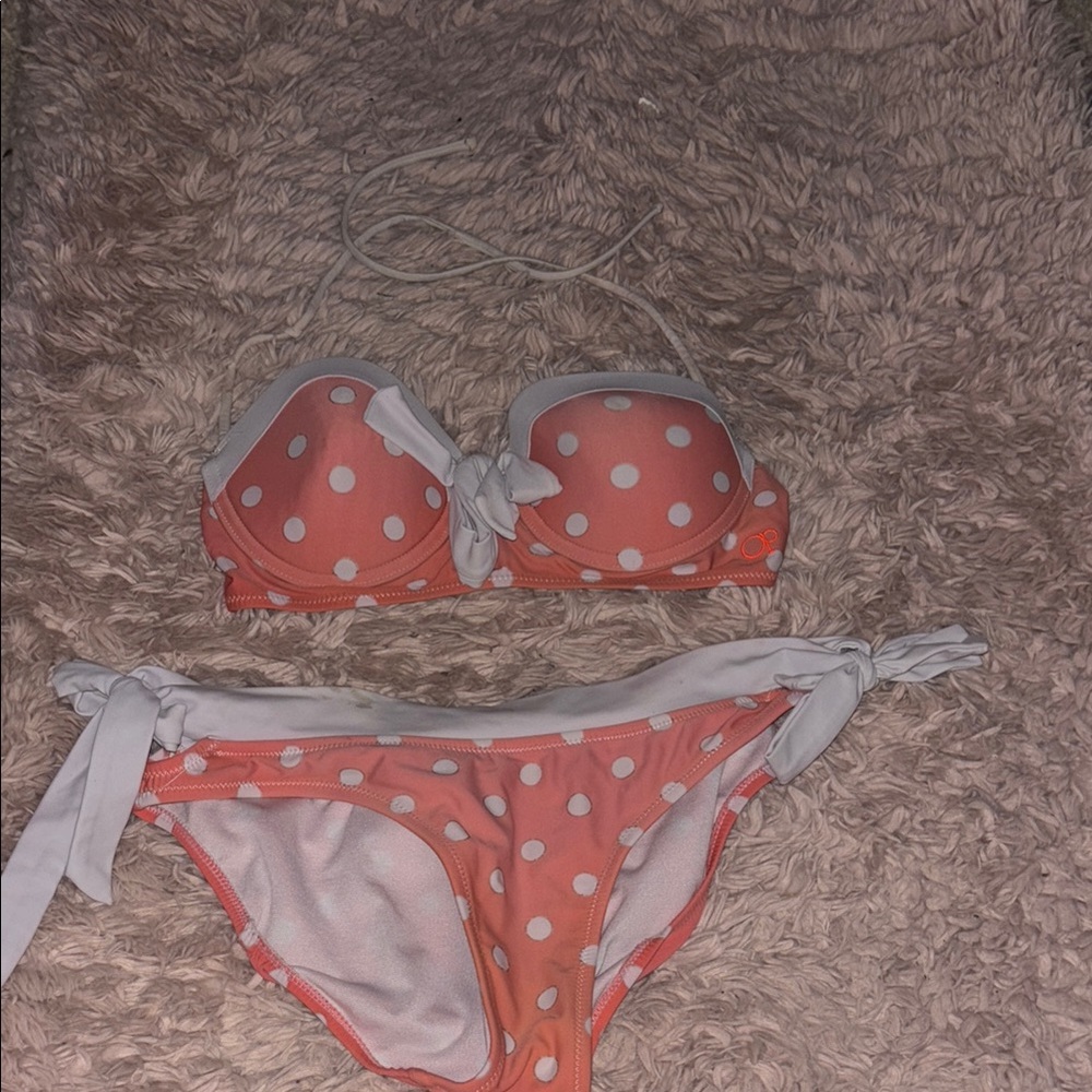 OP Polka Dot Bikini in Coral and White